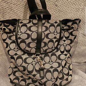 Coach Black and Gray Patterned Backpack